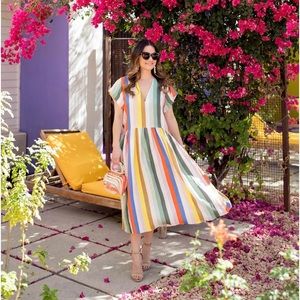 WHIT linen rainbow stripe dress